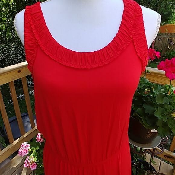 LOFT by Ann Taylor Dress Medium Red Knee to Midi - Picture 2 of 5